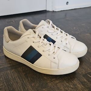 Paul Smith White Sneakers with Blue and Black Stripes